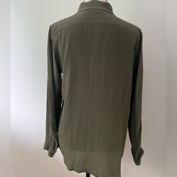 Green Silk Button Down Blouse - Picture 5 of 5
